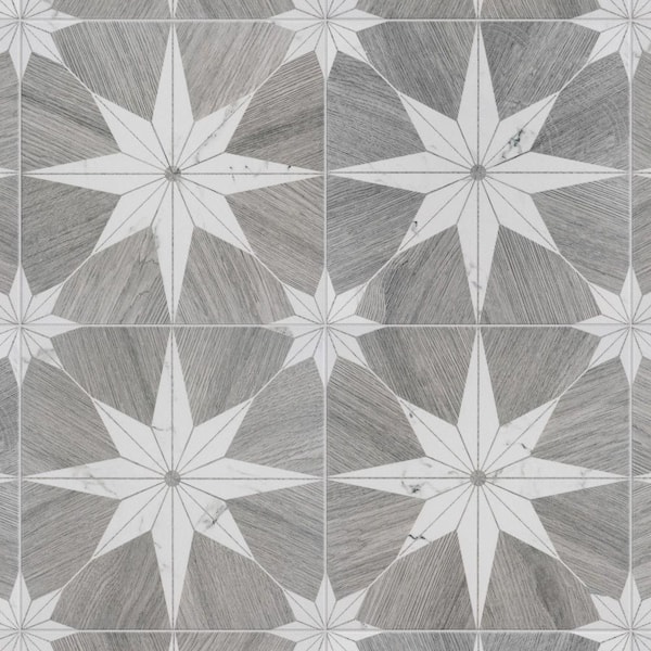 Llama Stella Loire Verso Silver Smoke 9-3/4 in. x 9-3/4 in. Porcelain Floor and Wall Tile (10.88 sq. ft./Case)