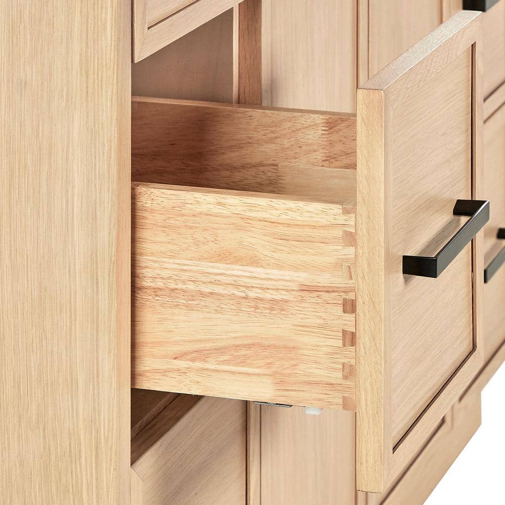 Oak Single Sink Bathroom Vanity with Pure White Quartz Top