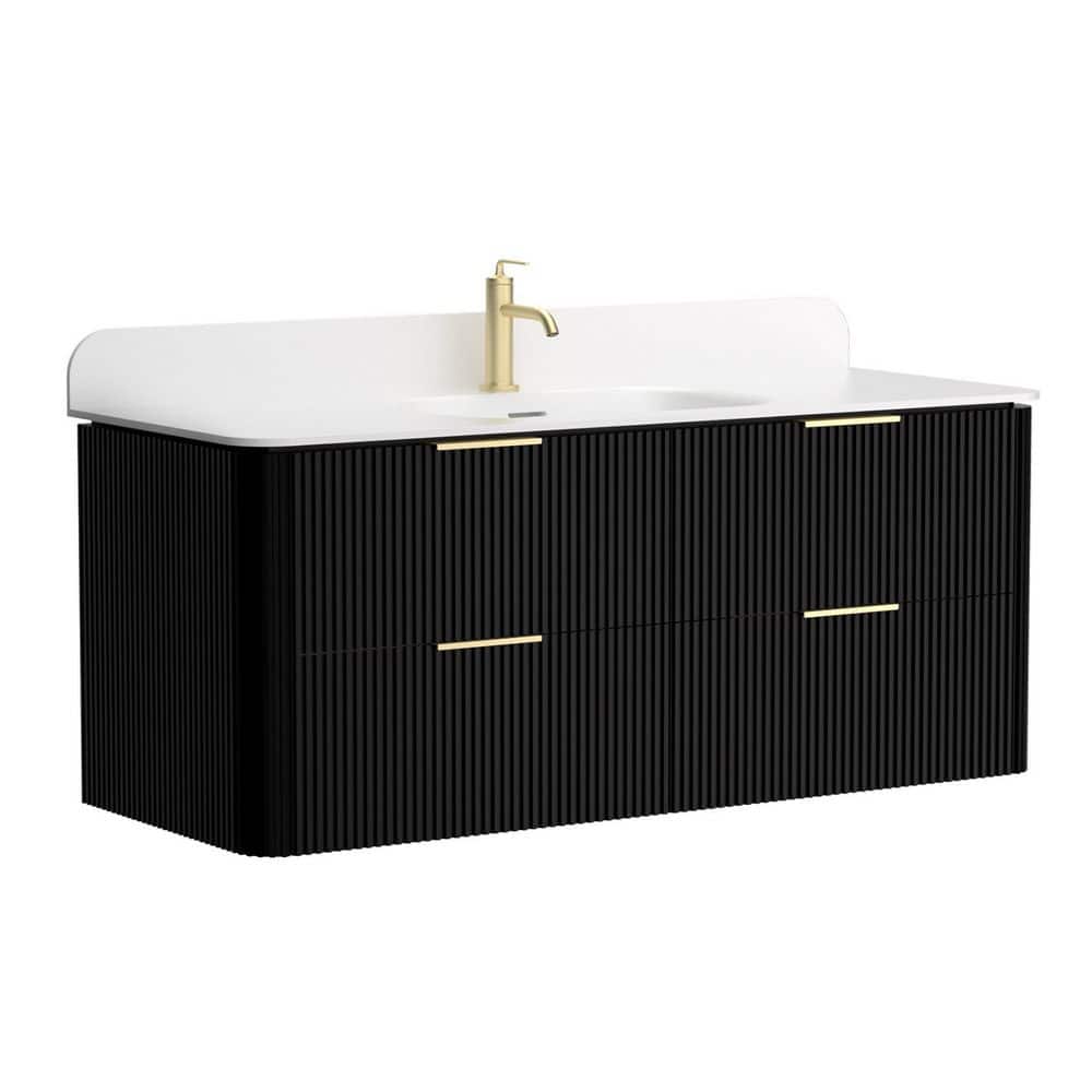 Everline 48 in. Float Black Bath Vanity with Matte White Acrylic Top Single Sink Assembled price history on PriceWatchPro
