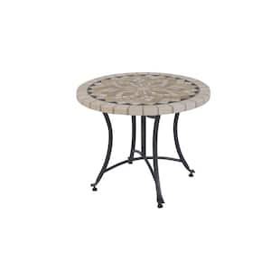 Metal and Stone Outdoor Accent Table