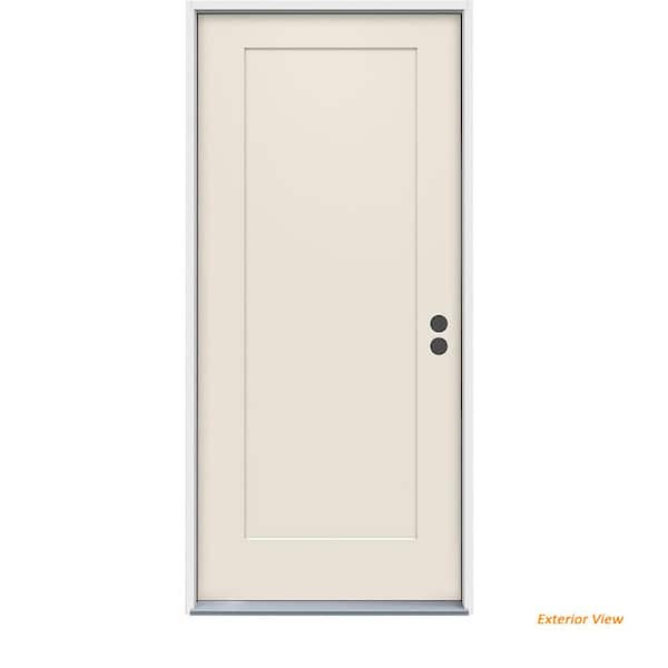 JELD-WEN - 36 in. x 80 in. 1-Panel Craftsman Primed Steel Prehung Left-Hand Inswing Front Door