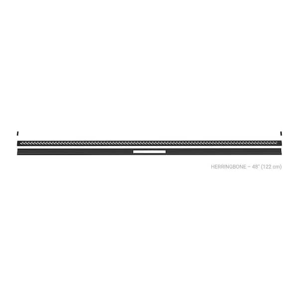 Kerdi-Line-Vario Matte Black 48 in. Herringbone Grate and Channel Floor Installation Kit for Accessory