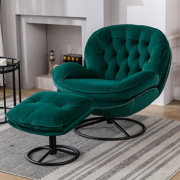 velvet club chair with ottoman