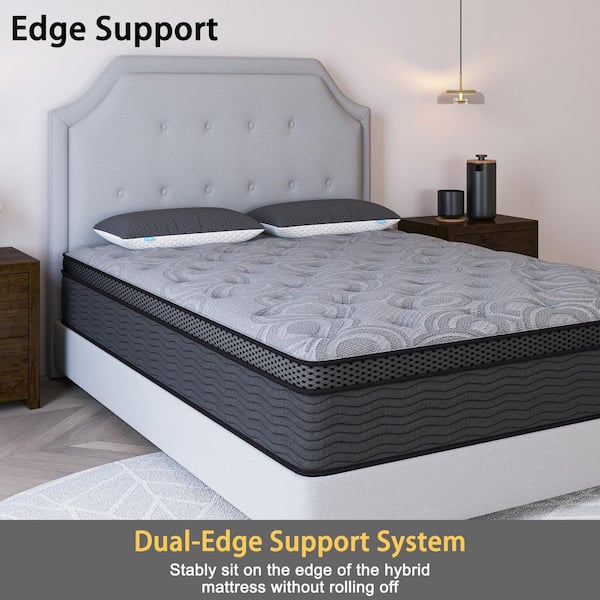 King Medium Firm 14 in. Hybrid Cooling Gel Memory Foam Euro Top Mattress, Motion Isolation, and Bed-in-a-Box Mattress