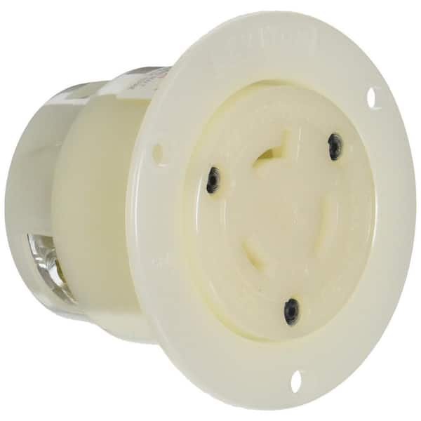 20 Amp 277-Volt Flanged Outlet Grounding Locking Receptacle, White 2336