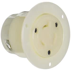 20 Amp 277-Volt Flanged Outlet Grounding Locking Receptacle, White