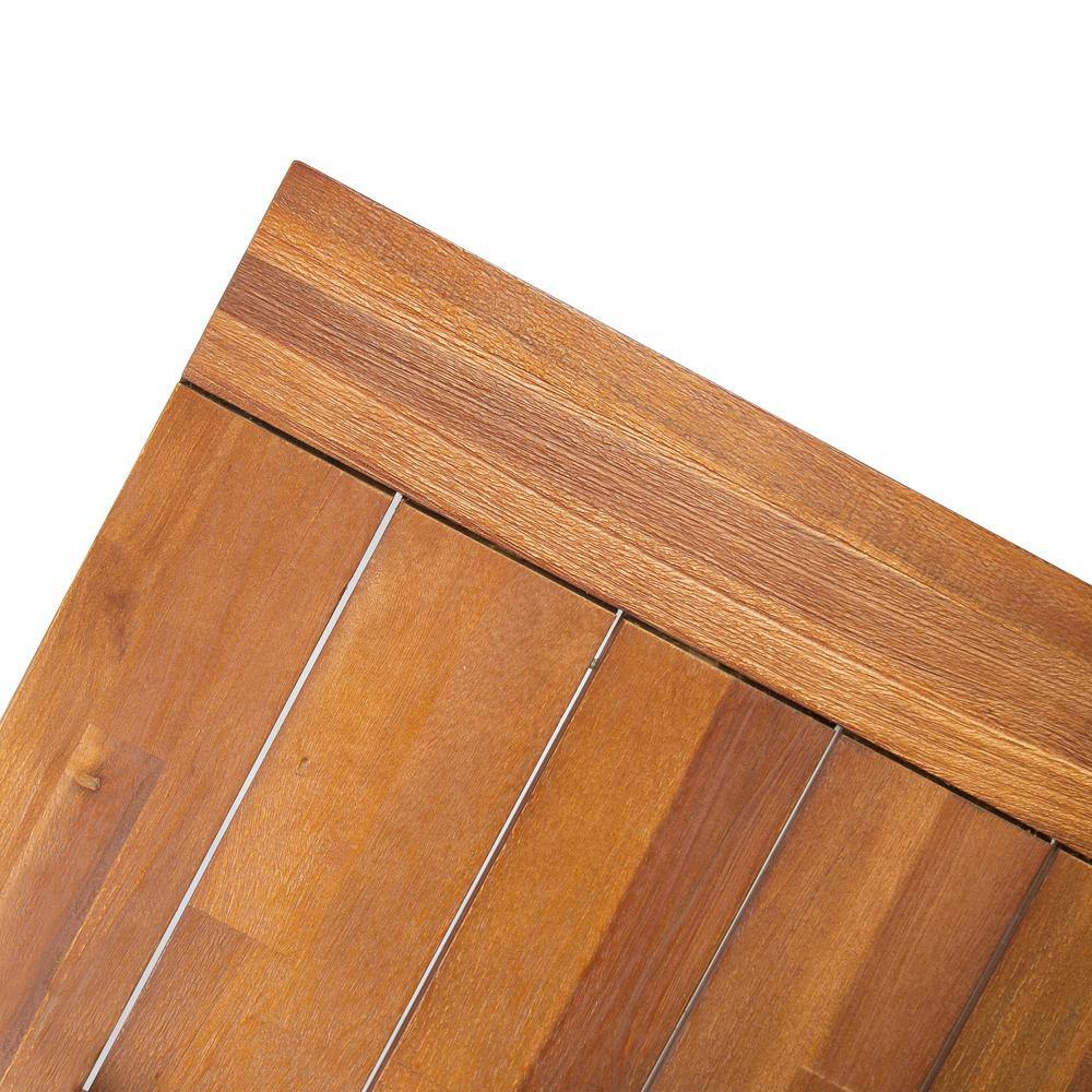Carlie Sandblast Finish Acacia Wood Outdoor Dining Table with Metal Legs