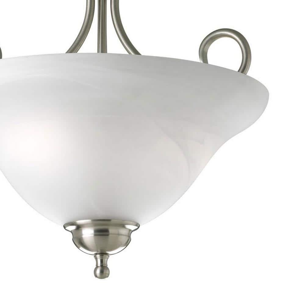 Brushed Nickel Semi-Flush Light with Alabaster Glass Shade