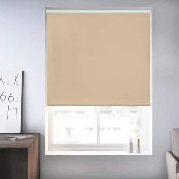 Chicology Sand Textured Cordless Blackout Privacy Vinyl Roller Shade 67.5 in. W x 64 in. L