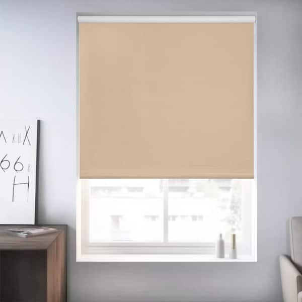 Chicology Sand Textured Cordless Blackout Privacy Vinyl Roller Shade 71 in. W x 64 in. L