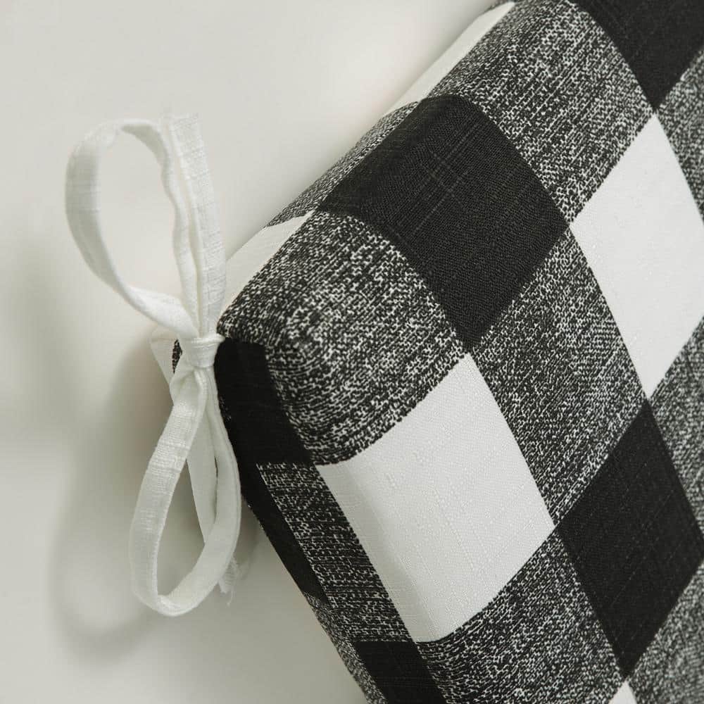 Black and White Buffalo Check Outdoor Chair Cushion