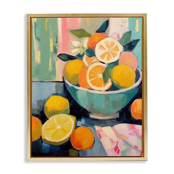 Orange & Lemon Bowl by LSR Design Studio Gold Floater Frame Food Graphic Art Print 31 in. x 25 in.