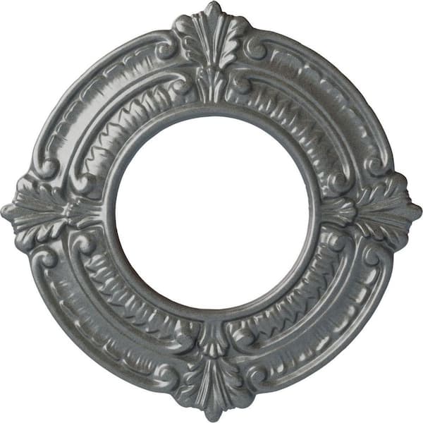 Ekena Millwork 9 in. x 4-1/8 in. I.D. x 5/8 in. Benson Urethane Ceiling Medallion (Fits Canopies upto 4-1/8 in.), Platinum