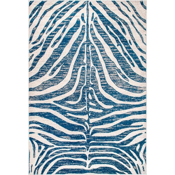 nuLOOM Royal Zebra Stripes Blue 6 ft. 7 in. x 9 ft. Area Rug