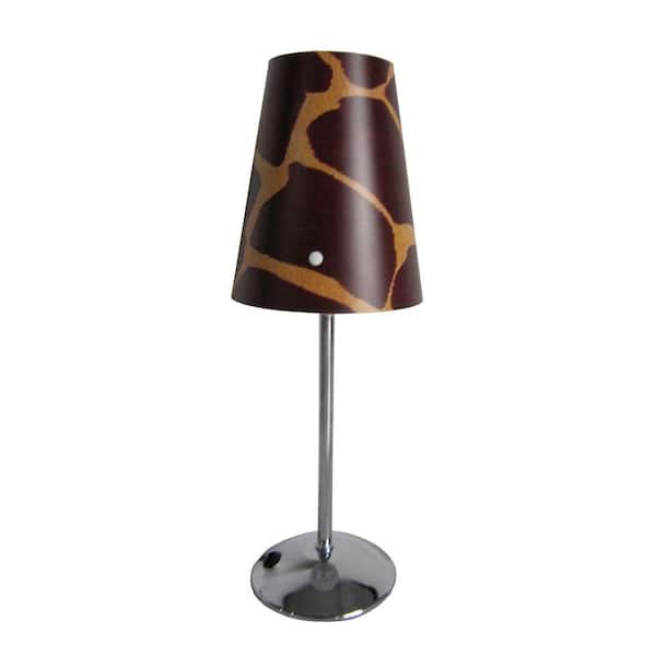 LimeLights 13.5 in. Silver Mini Table Lamp with Plastic Giraffe Printed Shade