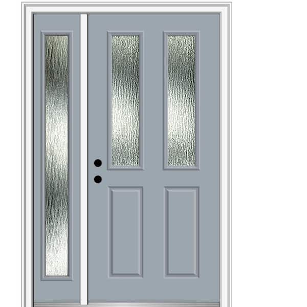 MMI Door 48 in. x 80 in. Right-Hand/Inswing Rain Glass Storm Cloud Fiberglass Prehung Front Door on 6-9/16 in. Frame