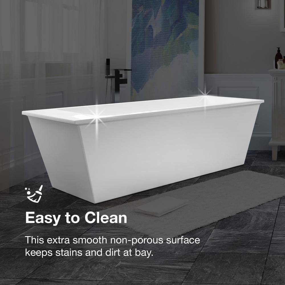 Hudson 69'' White Acrylic Freestanding Soaking Bathtub
