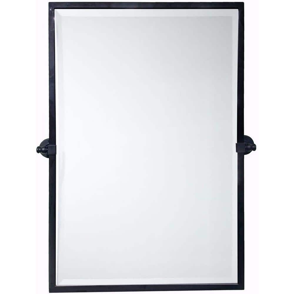 Black 28.5 in. W x 36 in. H Modern Rectangle Metal Framed Mirror
