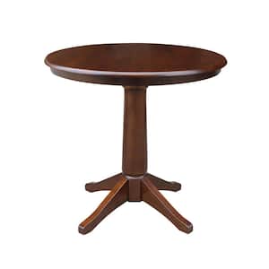 36 in. Espresso Solid Wood Round Pedestal Dining Table