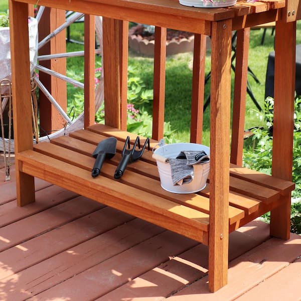 Wooden bench for plants hotsell