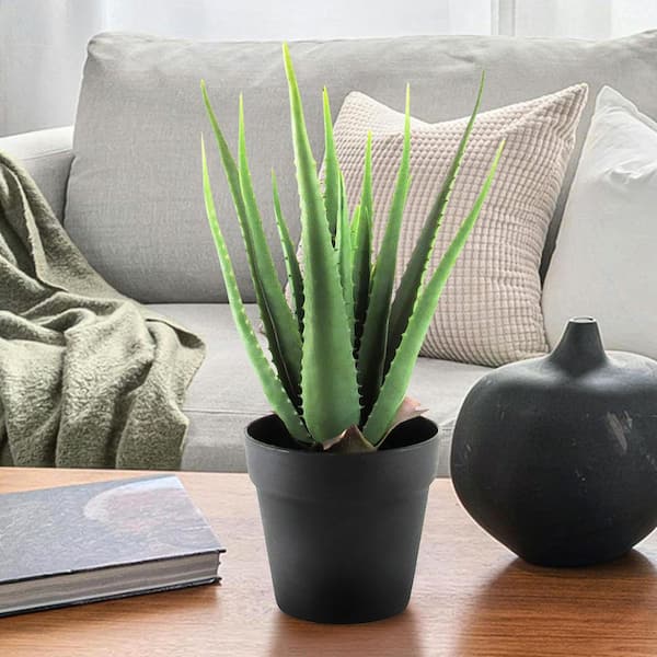 19 in. Soft Real Touch Artificial Aloe Succulent Plant in Pot