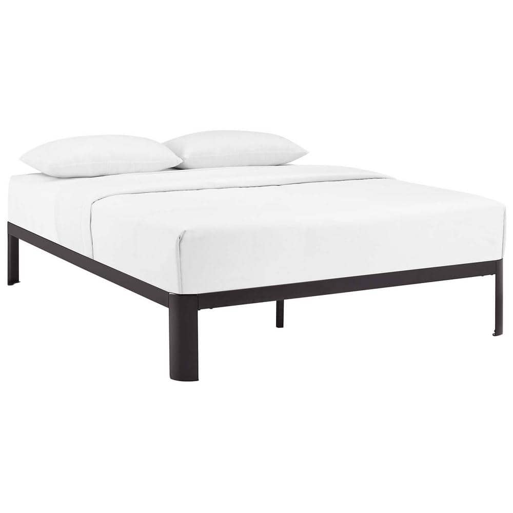 Corinne Modern Queen Metal Bed Frame with Wood Slats