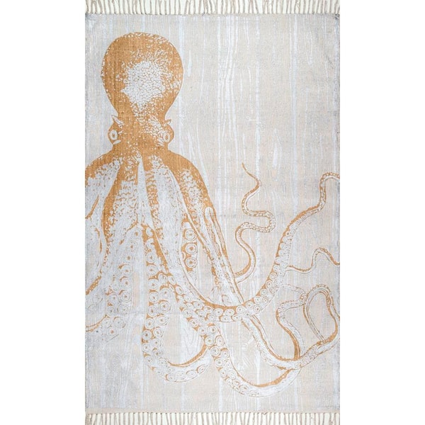 nuLOOM Thomas Paul Metallic Octopus Ivory 4 ft. x 6 ft. Area Rug