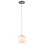 Cahill 1-Light Brushed Nickel Mini Pendant with Frosted Glass Shade