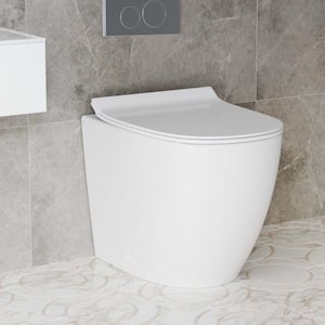 St. Tropez Back to Wall Concealed Tank Toilet Bowl Bundle in Glossy White