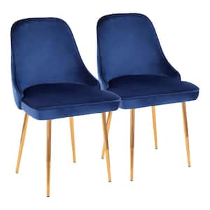 Marcel Navy Blue Velvet and Gold Dining Chair (Set of 2)