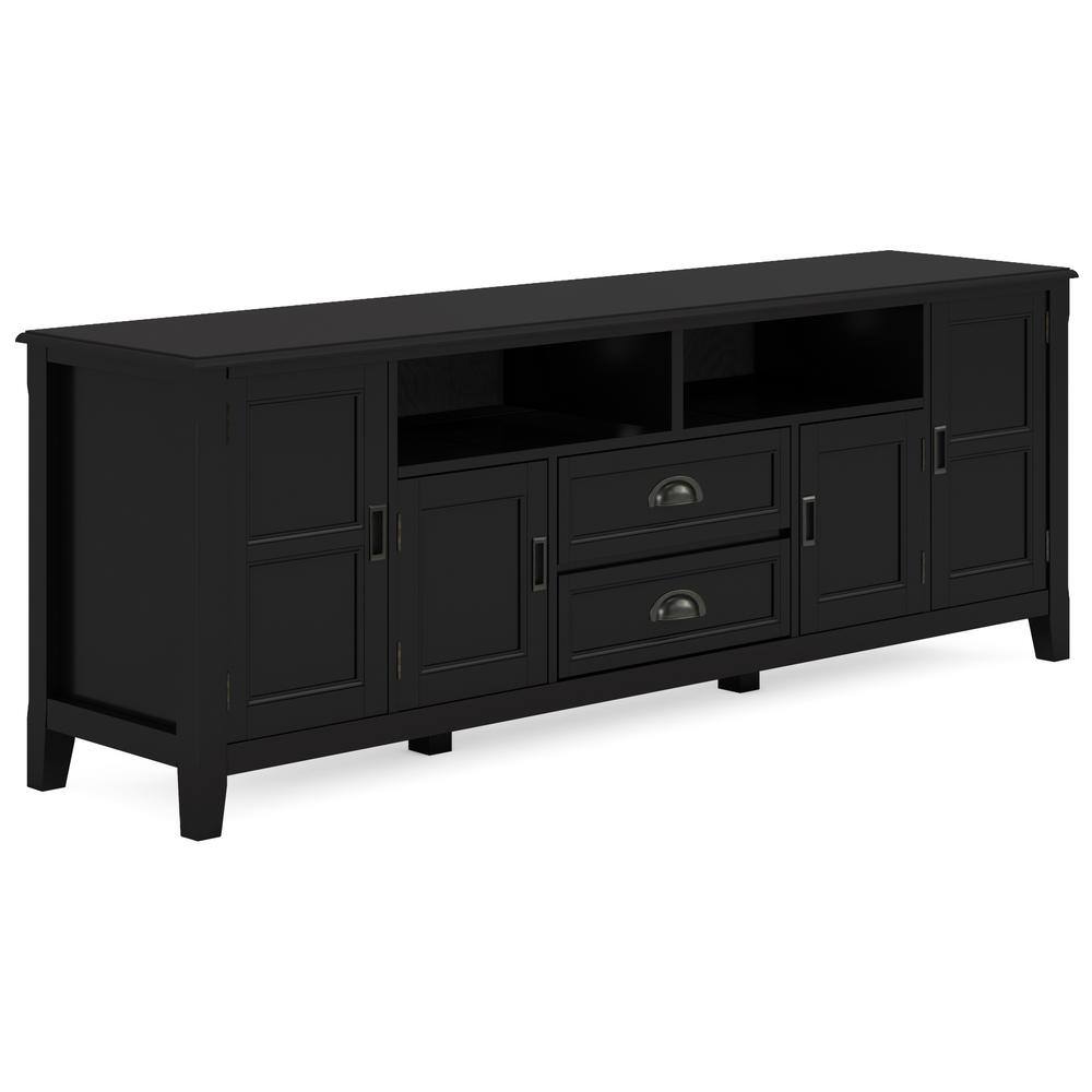 Simpli Home Burlington Black 72 inch TV Media Stand For TVs up to 80
