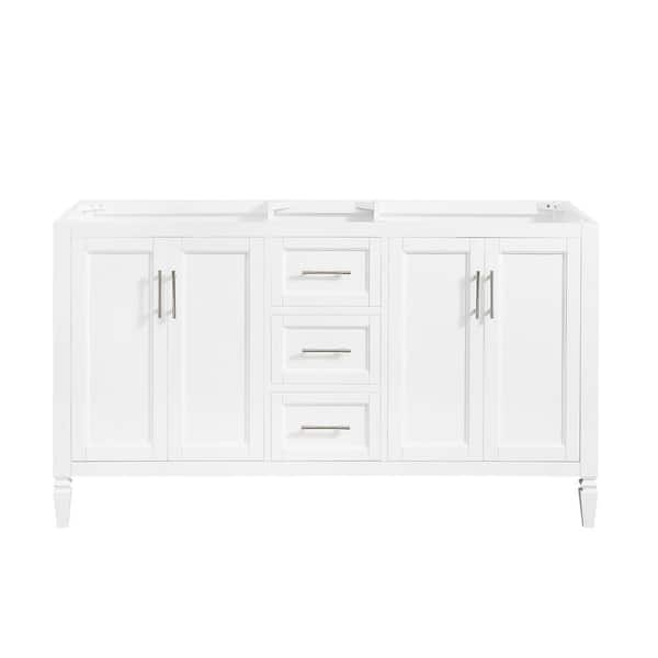 D Bathroom Vanity Cabinet Only In White, 60 In White Bathroom Vanity Cabinet
