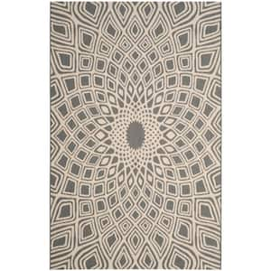 Courtyard Anthracite/Beige 5 ft. x 8 ft. Geometric Indoor/Outdoor Patio  Area Rug