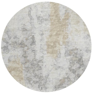 Accord Ivory 8 ft. x 8 ft. Abstract Indoor/Outdoor Washable Area Rug