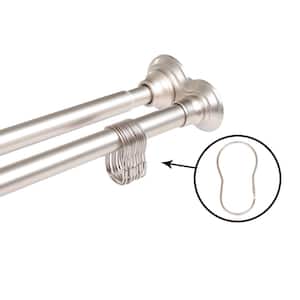 Rustproof 42-72 in. Aluminum Double Tension Straight Shower Curtain Rod in Brushed Nickel