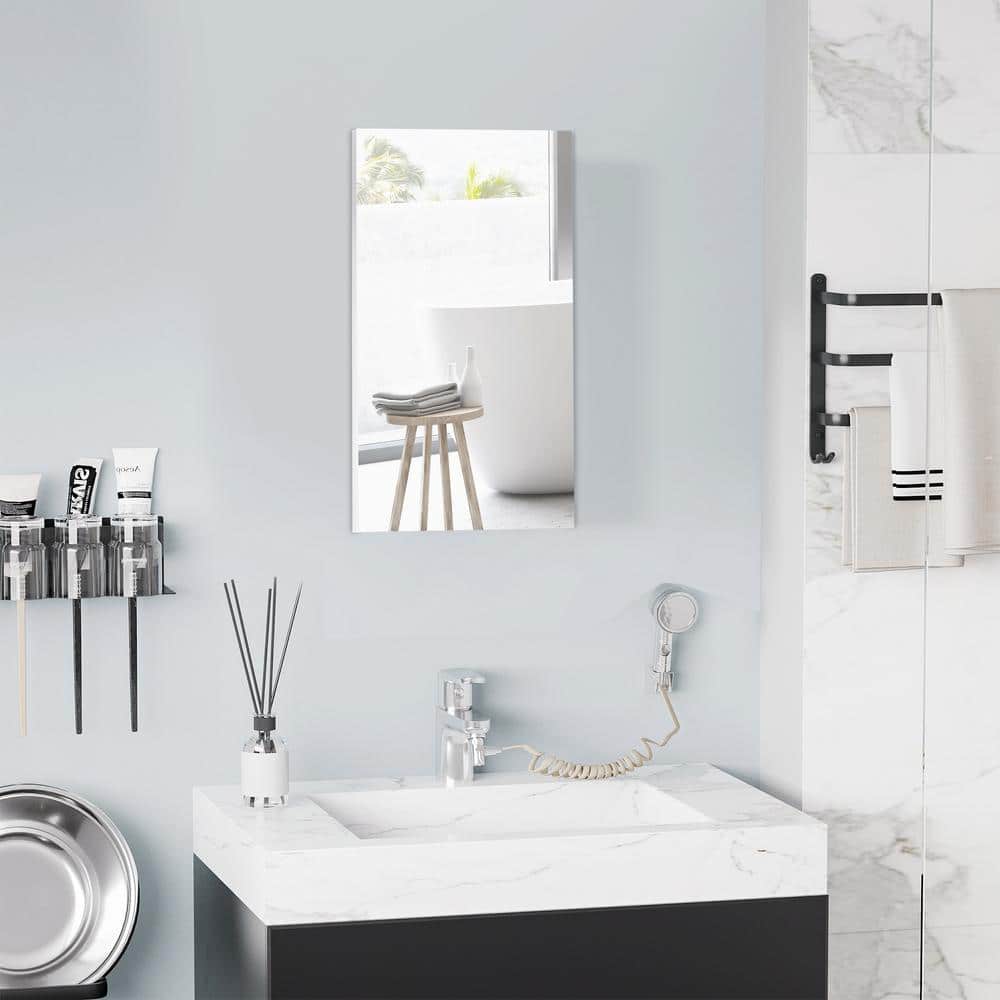 White Recessed Medicine Cabinet with Mirror and Storage Shelves