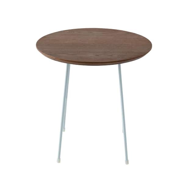 Leisuremod Rossmore 19.7 in. Walnut Round Wood End Table
