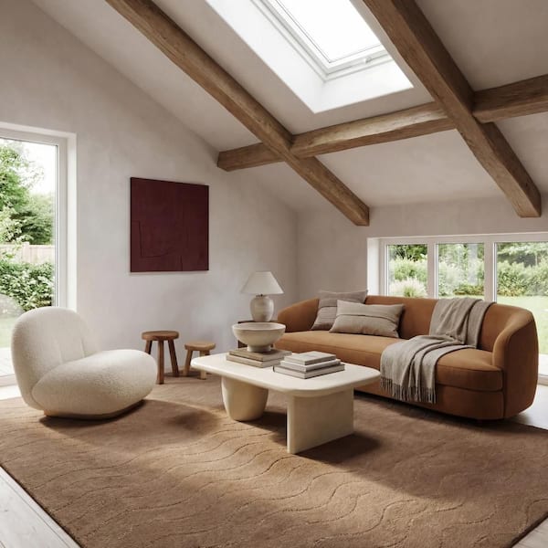 Gailia Solid Wool Cozy Area Sand 5 ft. x 8 ft. Indoor Area Rug