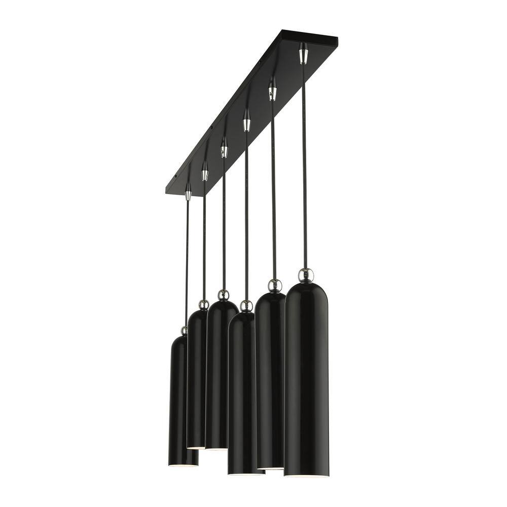 Ardmore 44" Shiny Black Glass and Chrome Linear Pendant Light
