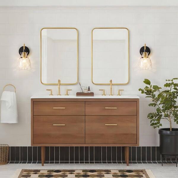 RRTYO Gianna 5.9 in. W 1-Light Modern Black and Gold Single Dome