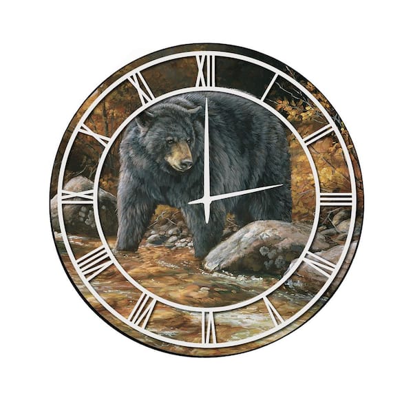 Unbranded "Streamside Bear" Full Coverage Art and White Numbers Imaged Wall Clock