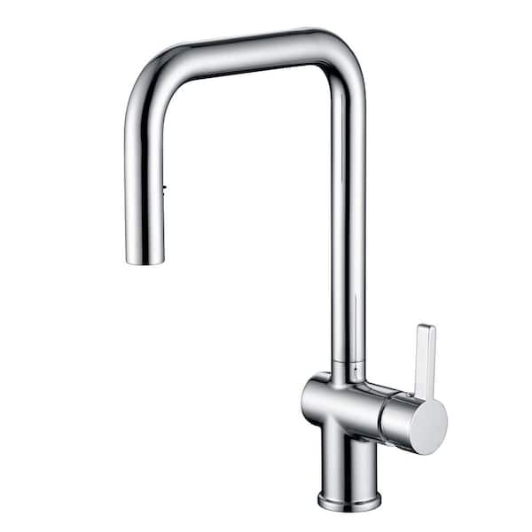 Chrome 15.38 in. Pull Down Sprayer Kitchen Faucet with 360° Spout Swivel