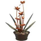 28 in. Copper Flower Blossoms Outdoor Water Fountain