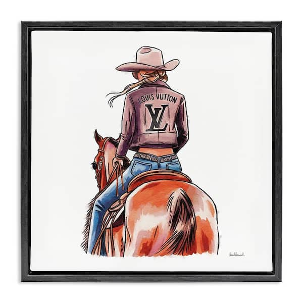 Stupell Industries Equestrian Glam Cowgirl by Amanda Greenwood Black Floater Frame People Graphic Art Print 18 in. x 18 in.