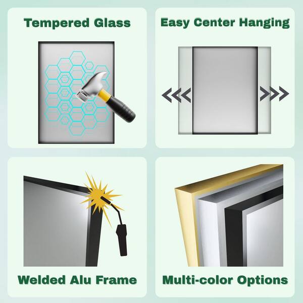 36 in. W x 36 in. H Silver Aluminum Rectangular Framed Wall Bathroom Vanity Wall Mount Mirror