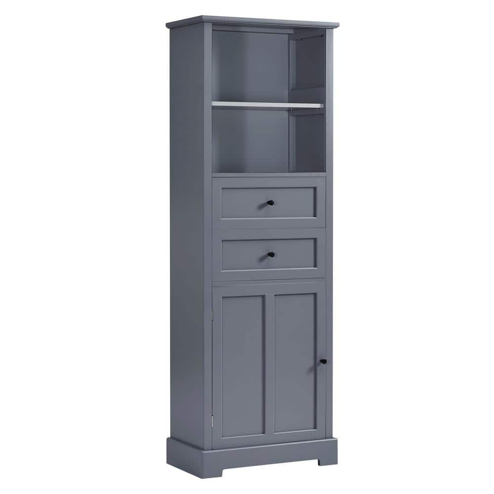 FAMYYT 22 in. W x 11.8 in. D x 66 in. H Gray Bathroom Linen Cabinet ...