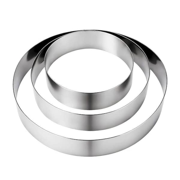 3 Pack Stainless Steel Round Cake Ring Set Silver Finish Cake Mold Set with Food Grade Material for Baking