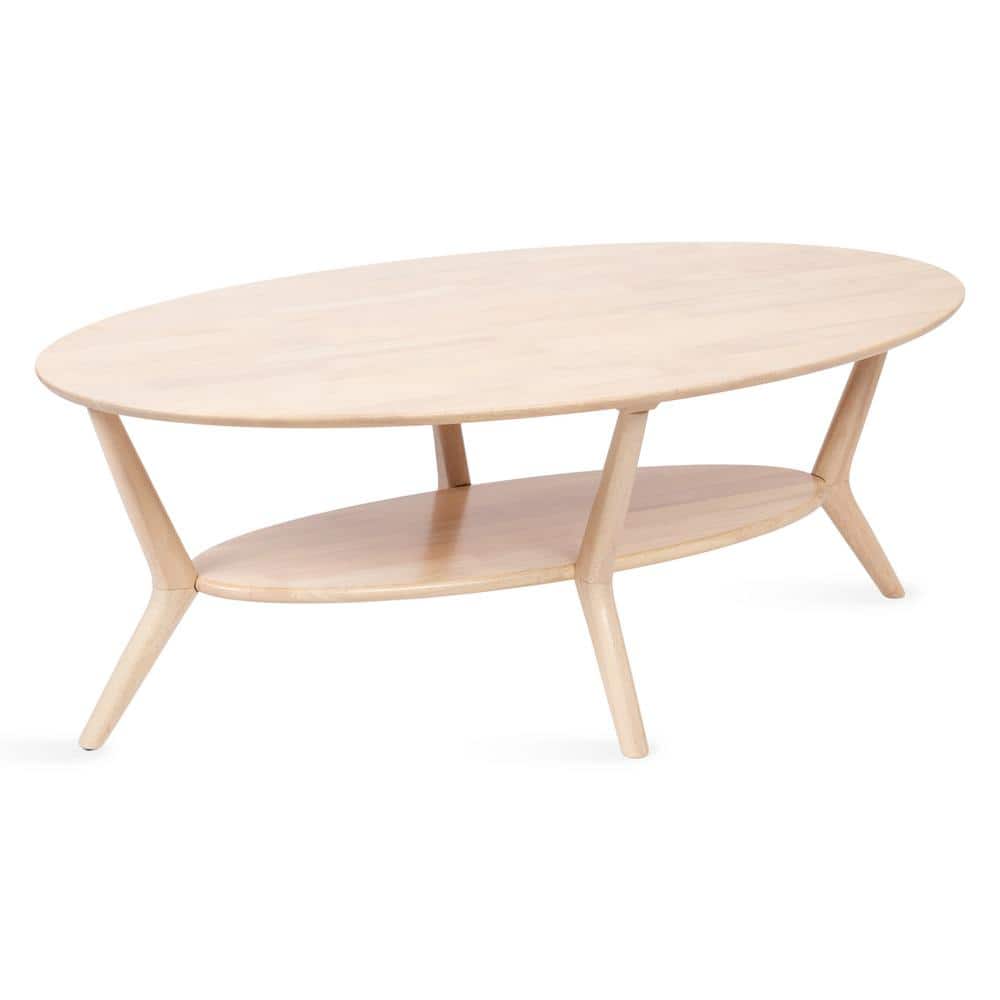 Kate and Laurel Nylah 47.25 in. Natural Oval Solid Wood Coffee Table ...