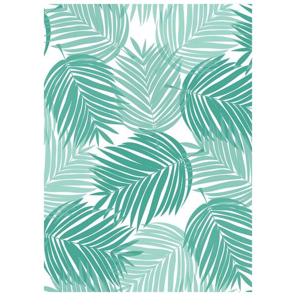 Packed Party Stay Palm Leaf Blue Vinyl Peel and Stick Wallpaper Sample