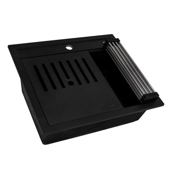 Westminster Dual Mount Composite Granite 16 in. 3-Hole Bar Sink in Black Westminster Dual Mount Composite Granite 16 in. 3-Hole Bar Sink in Black